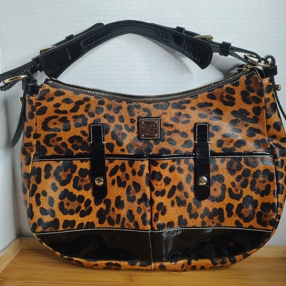 Dooney & Bourke Leopard Print Shoulder Bag with Black Accents